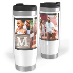 14oz Personalized Travel Tumbler with Chalkboard With Wooden Detail design