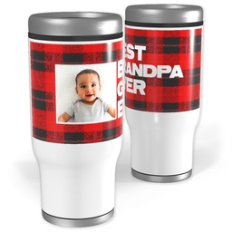 Stainless Steel Tumbler, 14oz with Cozy Flannel design