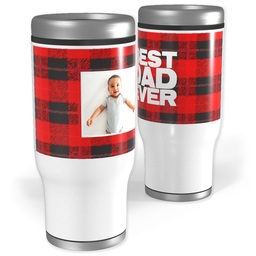Stainless Steel Tumbler, 14oz with Cozy Flannel Dad design