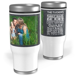 Stainless Steel Tumbler, 14oz with Family To Live By design