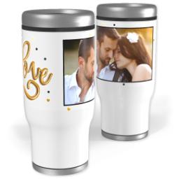 Thumbnail for Stainless Steel Tumbler, 14oz with Golden Love design 1