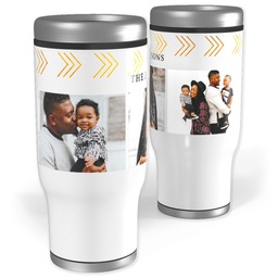 Stainless Steel Tumbler, 14oz with Gold Triangle Details design