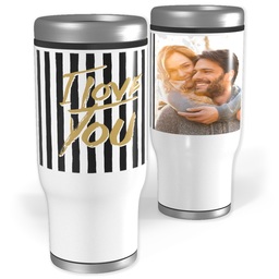 Stainless Steel Tumbler, 14oz with Love Stripes design