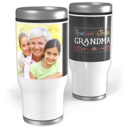 Stainless Steel Tumbler, 14oz with Rise and Shine Grandma design
