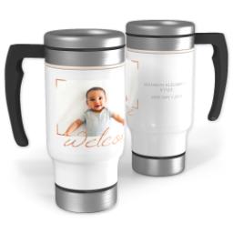 Thumbnail for 14oz Stainless Steel Travel Photo Mug with Rose Gold Welcome design 1