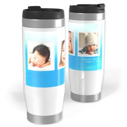 14oz Personalized Travel Tumbler with Watercolor Blue design