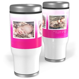 Stainless Steel Tumbler, 14oz with Watercolor Pink design
