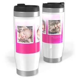 14oz Personalized Travel Tumbler with Watercolor Pink design